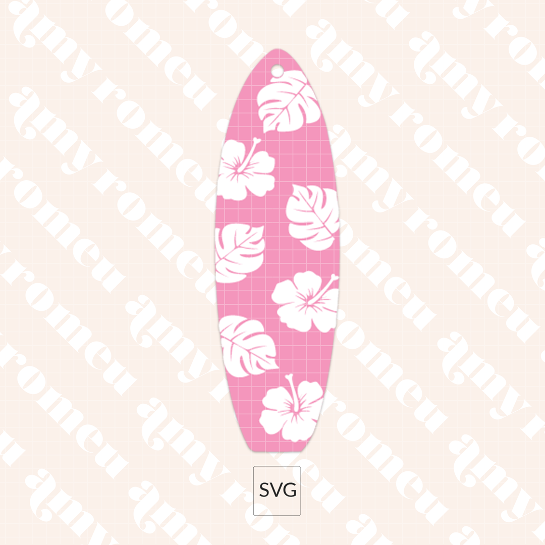 Faux Leather Tropical Surfboard Bookmark SVG