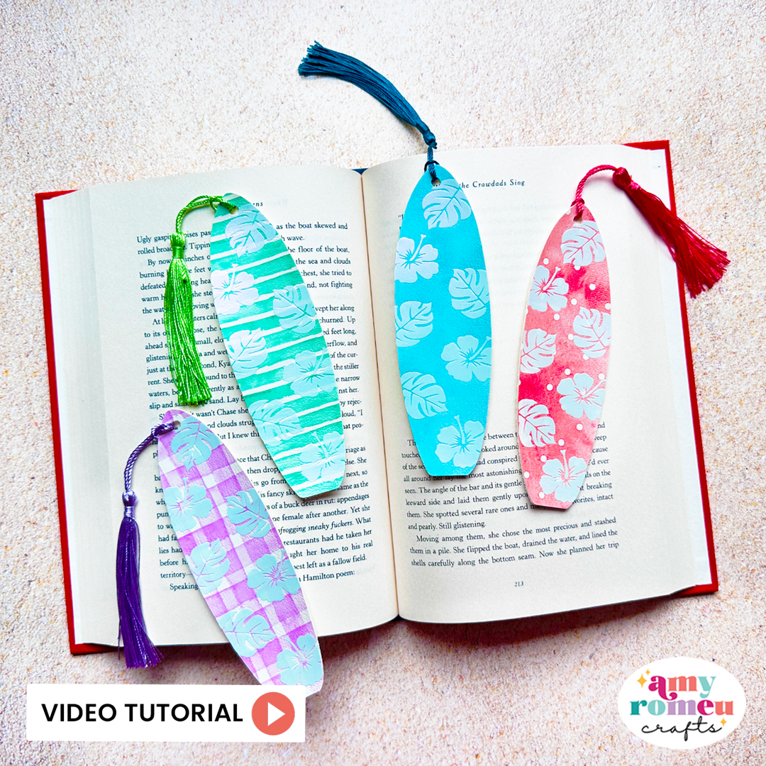 Faux Leather Tropical Surfboard Bookmark SVG