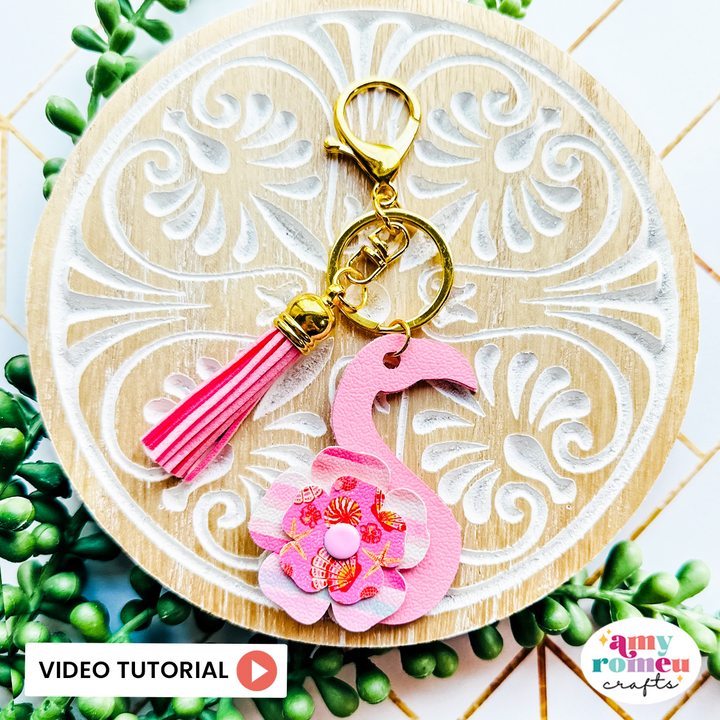 Layered Flamingo Faux Leather Keychain SVG