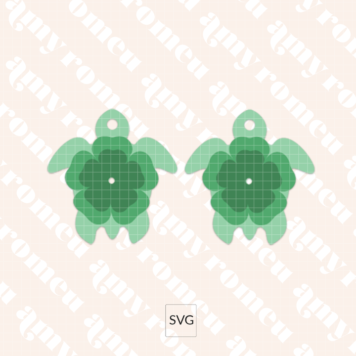 Layered Turtle Faux Leather Keychain SVG