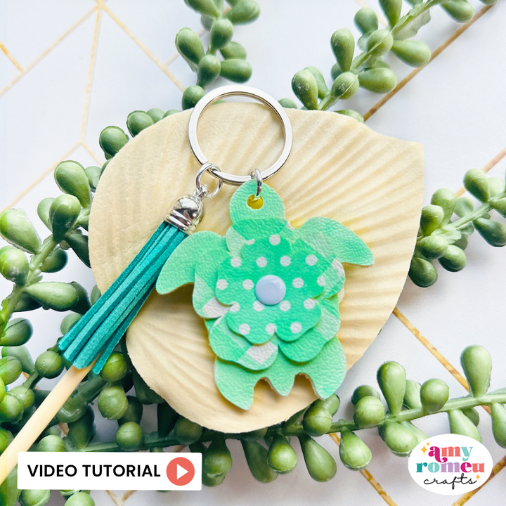 Layered Turtle Faux Leather Keychain SVG