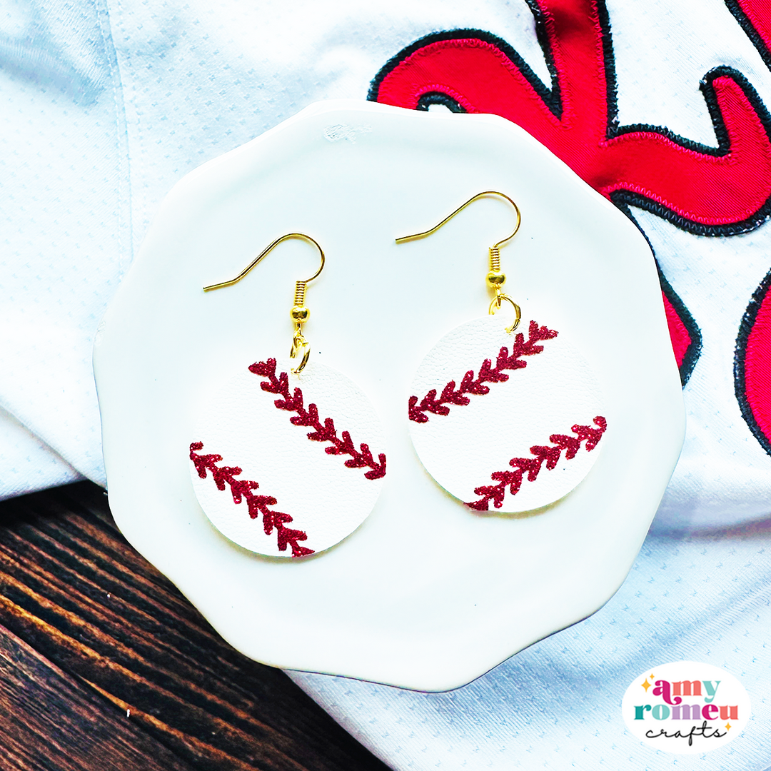 Baseball Faux Leather Earrings SVG
