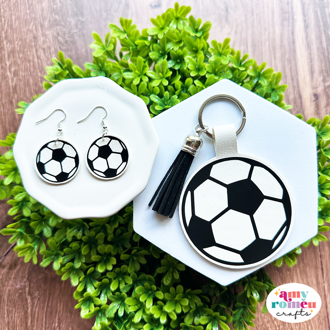 Faux Leather Soccer Earrings & Keychain SVG Bundle