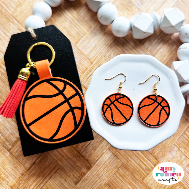 Faux Leather Basketball Earrings & Keychain SVG Bundle