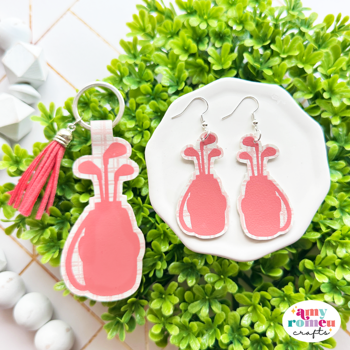Faux Leather Golf Bag Earrings & Keychain SVG Bundle