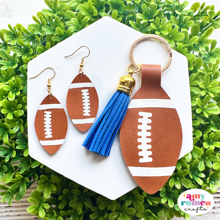 Faux Leather Football Earrings & Keychain SVG Bundle