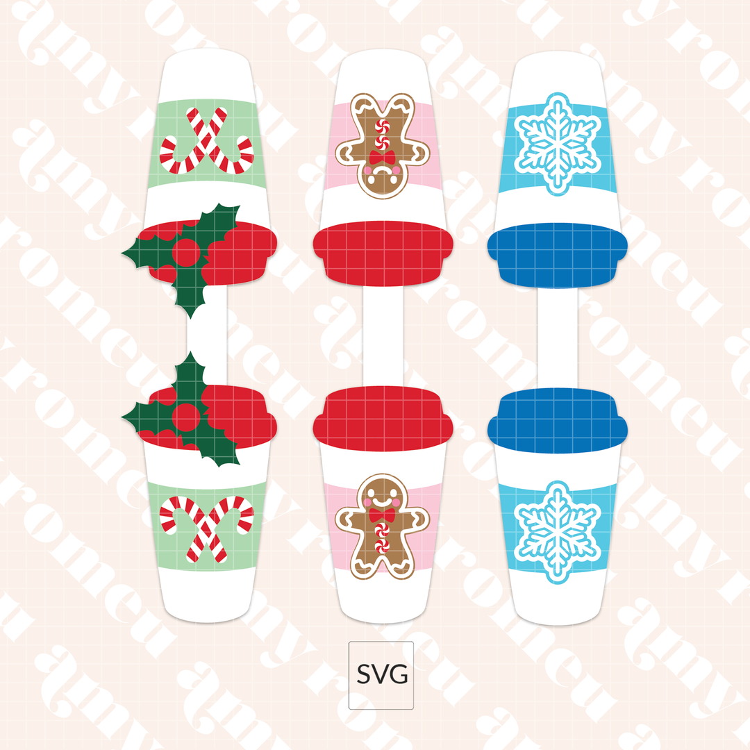 Christmas Coffee Faux Leather Keychains SVG Set of 3