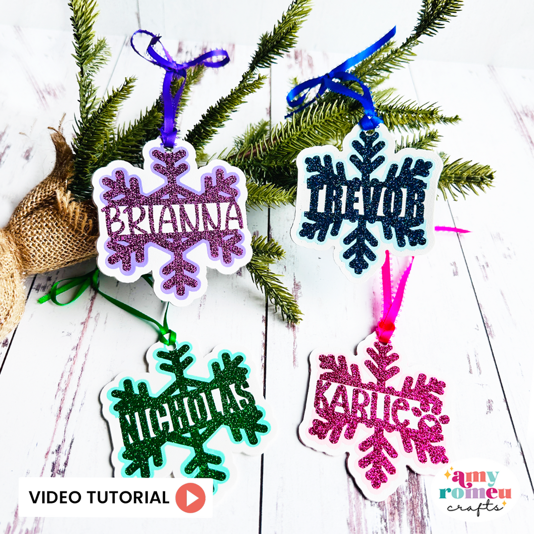 Faux Leather Personalized Snowflake Ornaments SVG