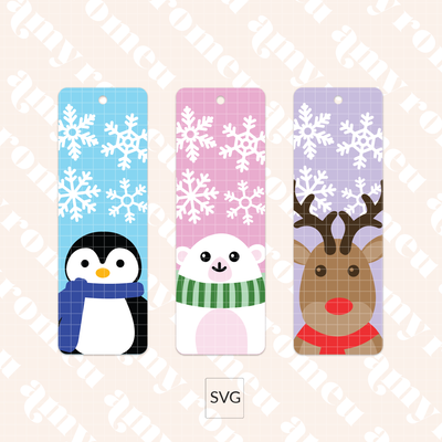 Winter Animal Faux Leather Bookmarks SVGs Set of 3