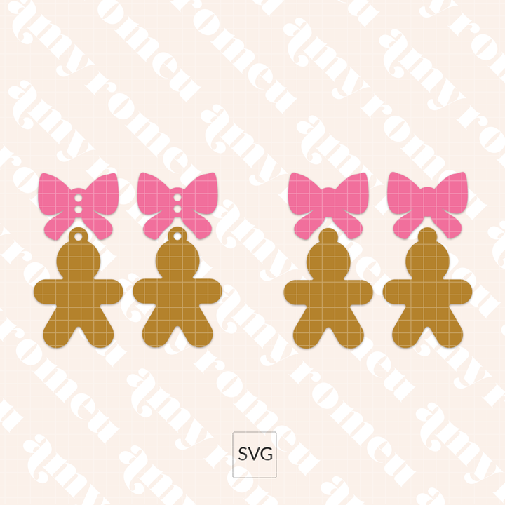 Christmas Bow Faux Leather Earrings SVG Bundle