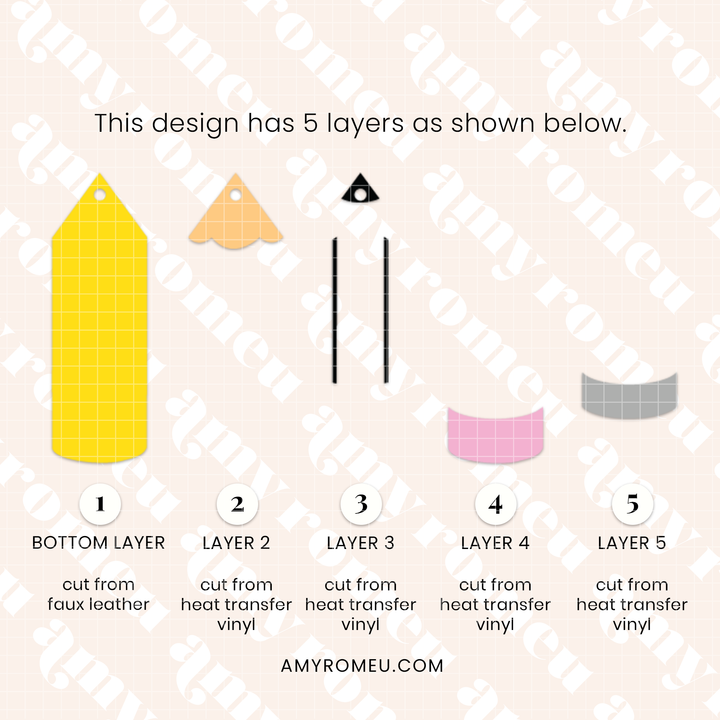 Faux Leather Pencil Keychain SVG