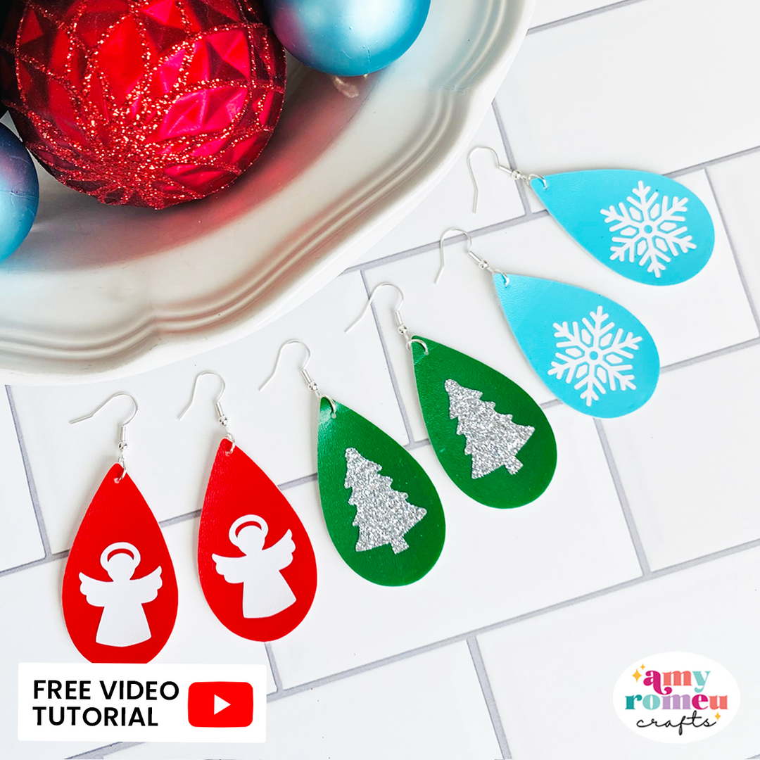 Set of 6 Holiday Teardrop Earrings SVG