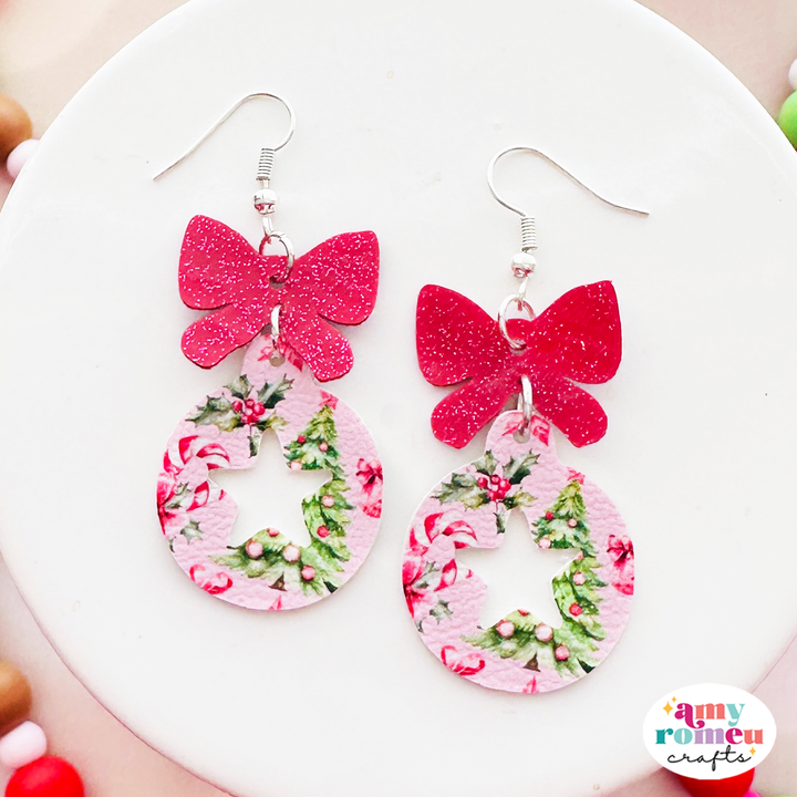 Christmas Bow Faux Leather Earrings SVG Bundle