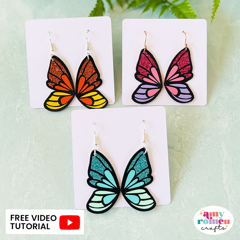 Faux Leather Butterfly Wing Earrings SVG