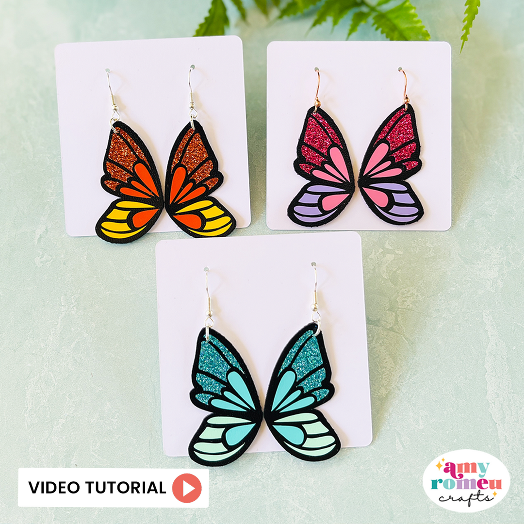 Faux Leather Butterfly Wing Earrings SVG