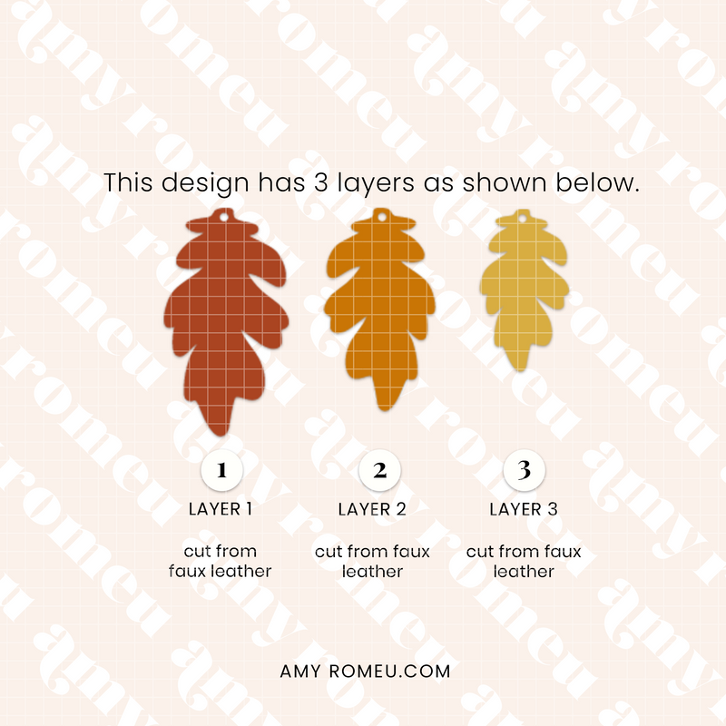 Autumn Leaf Faux Leather Earrings SVG