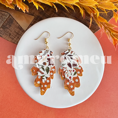 Autumn Leaf Faux Leather Earrings SVG