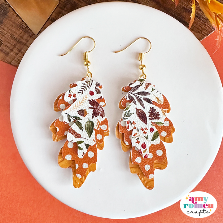 Fall Leaves Faux Leather Leaf Earrings SVG