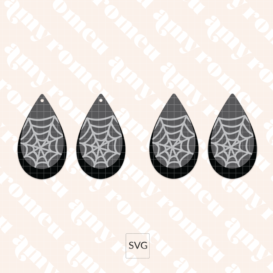 Layered Spiderweb Teardrop Earring SVG
