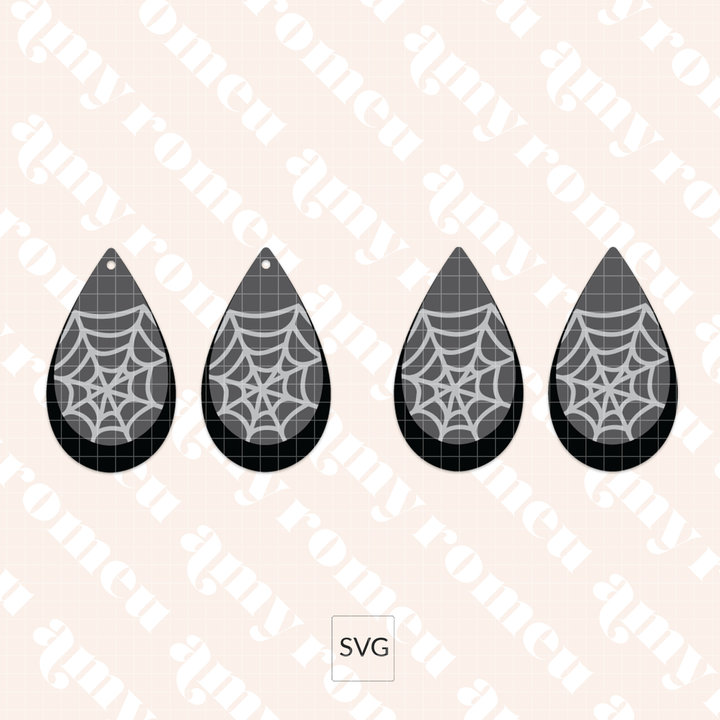 Layered Spiderweb Teardrop Earring SVG