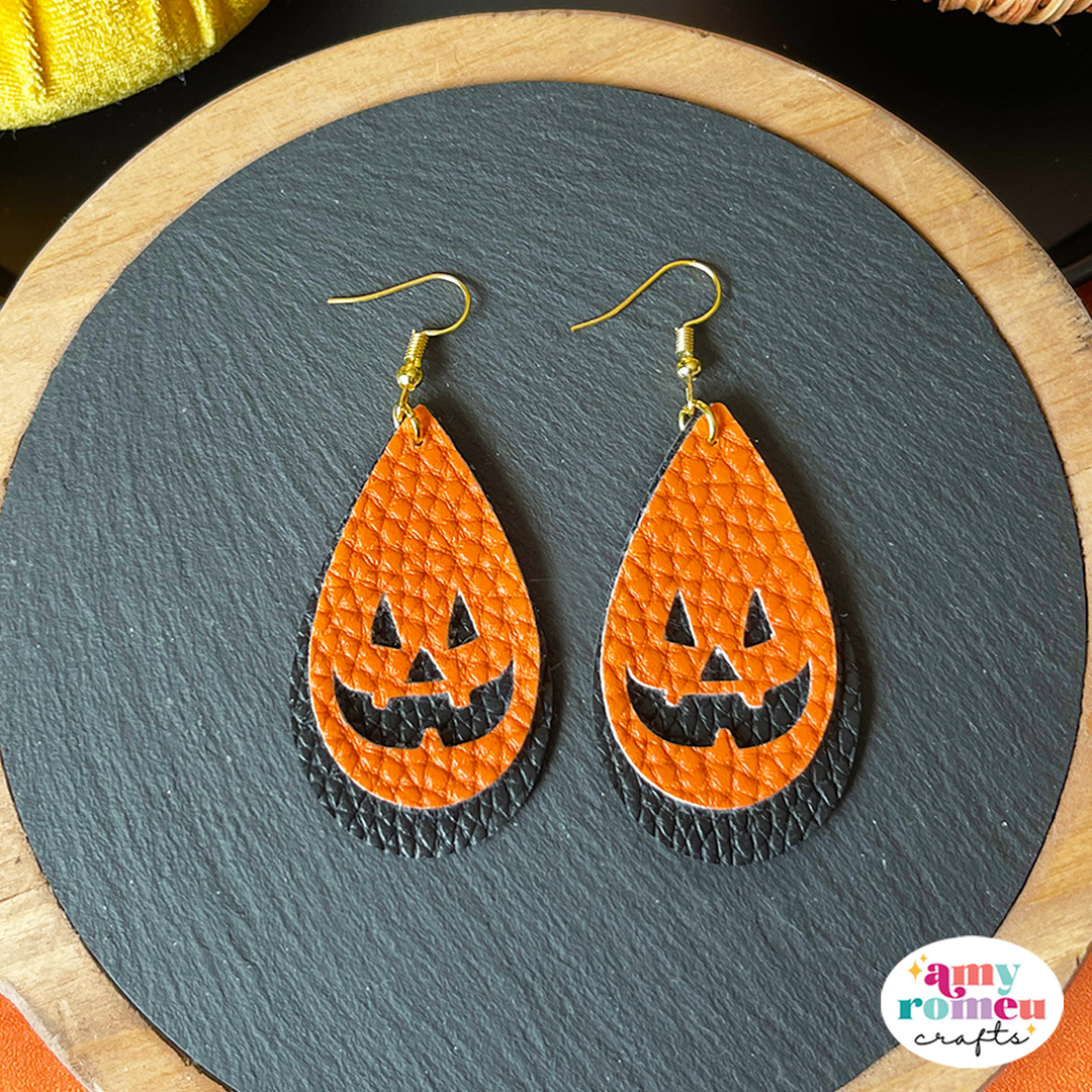 Layered Jack O'Lantern Teardrop Earring SVG