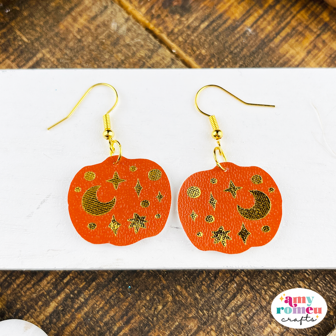 Celestial Pumpkin Faux Leather Earring SVG