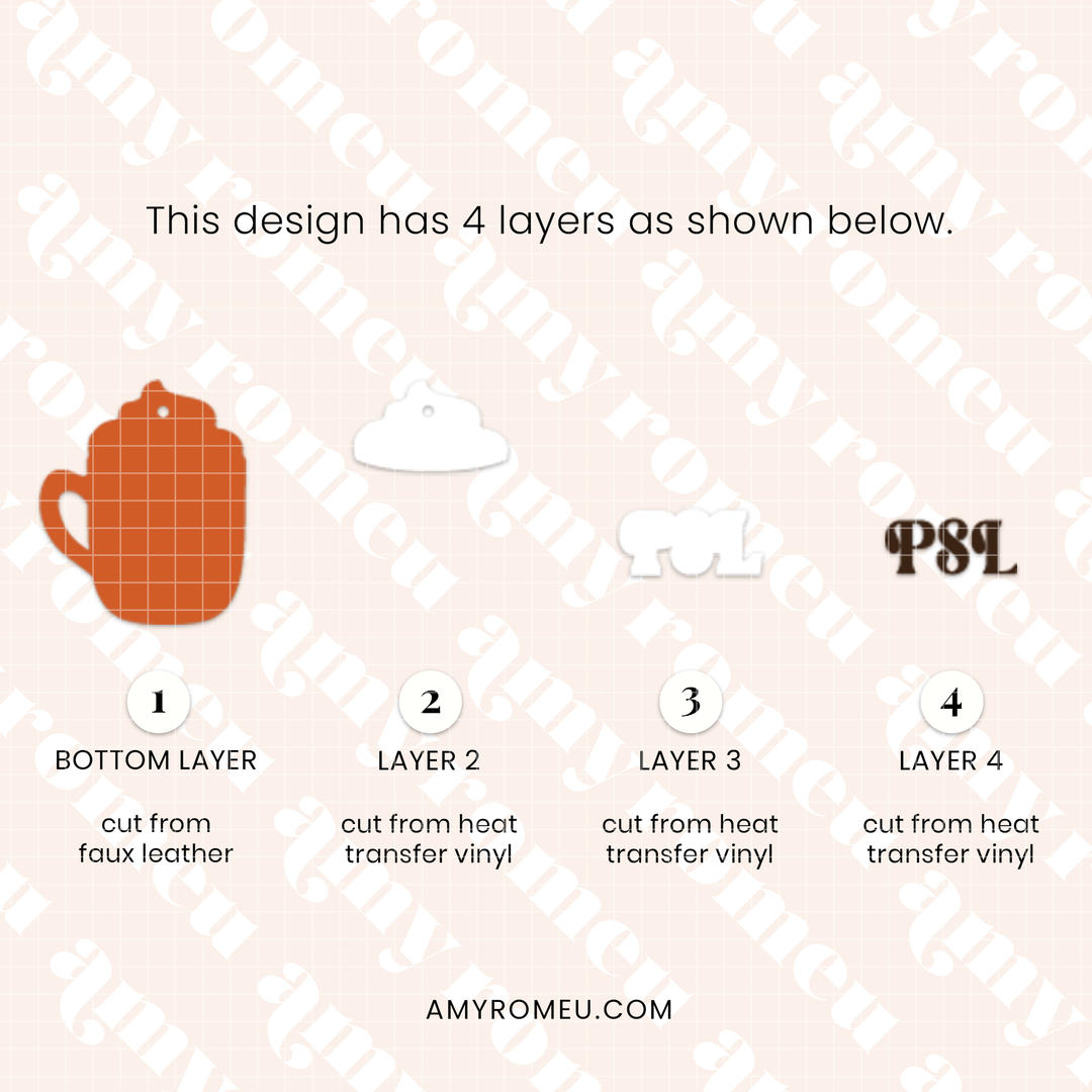 Pumpkin Spice Latte Coffee Earring SVG