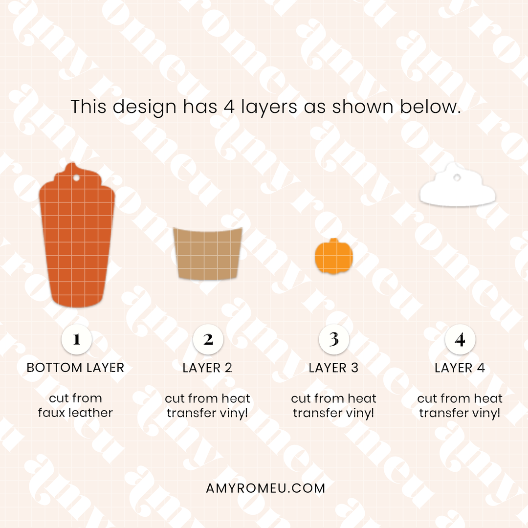 Faux Leather Pumpkin Spice Latte Earring SVG