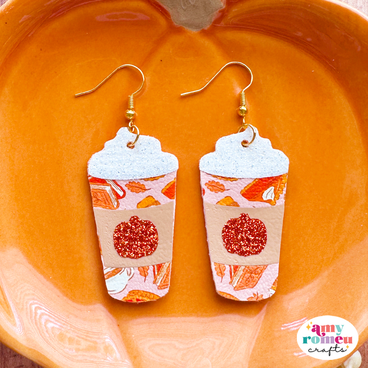 Faux Leather Pumpkin Spice Latte Earring SVG