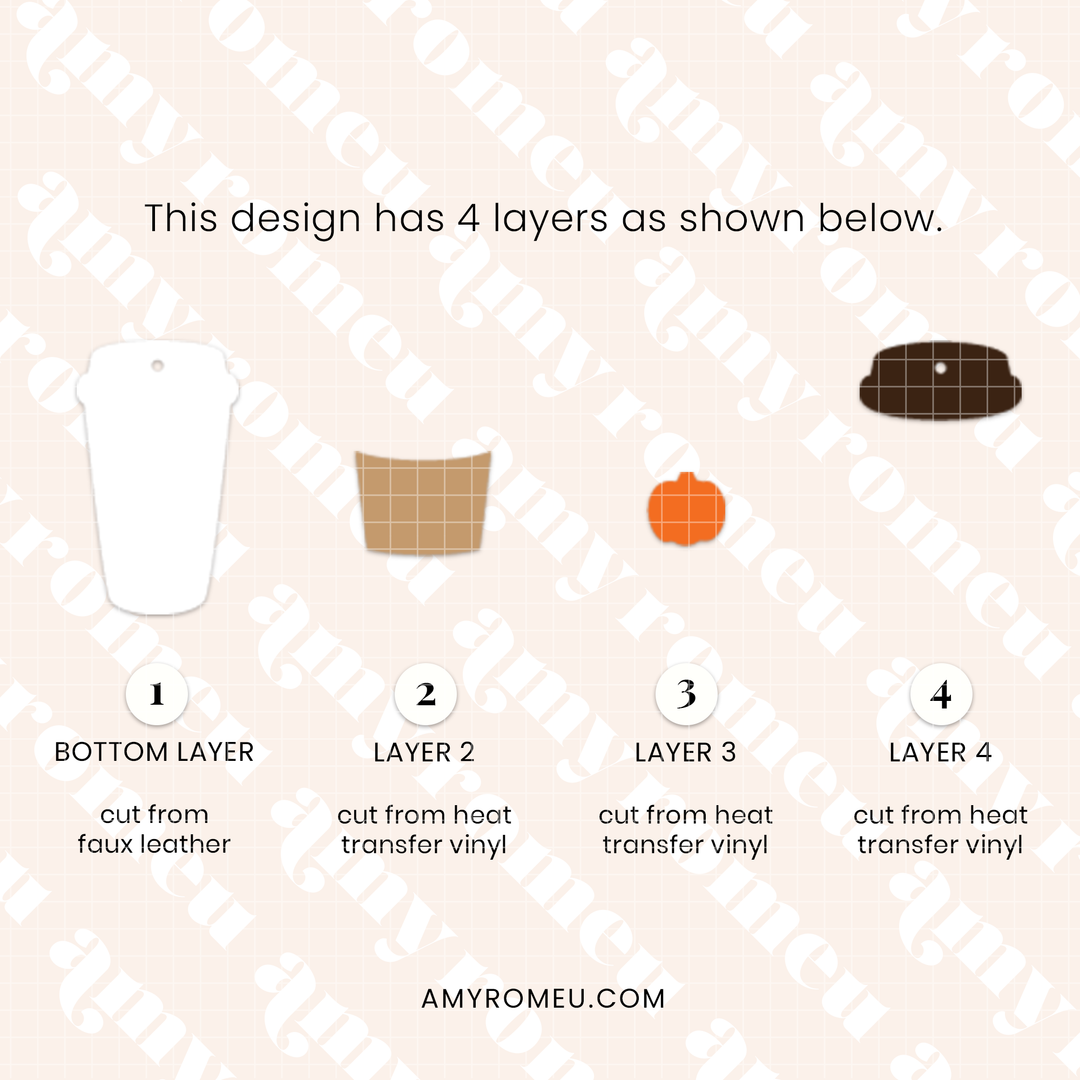 Fall Pumpkin Travel Coffee Cup Earring SVG