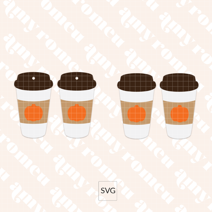 Fall Pumpkin Travel Coffee Cup Earring SVG