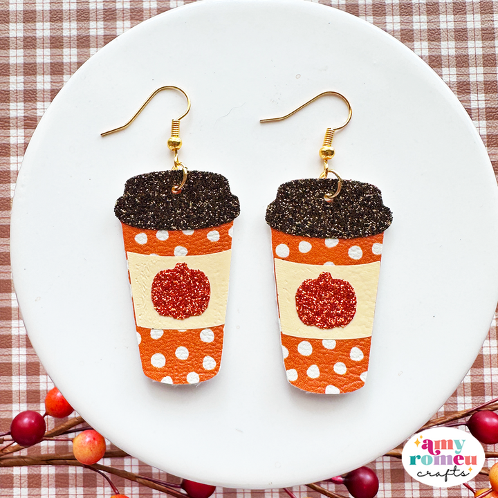 Fall Pumpkin Travel Coffee Cup Earring SVG