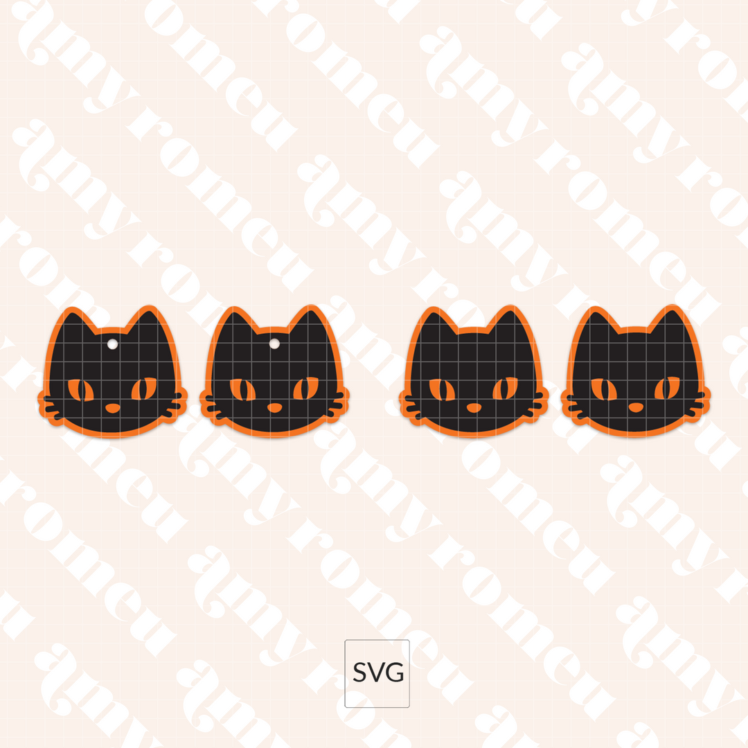 Black Cat Earrings SVG