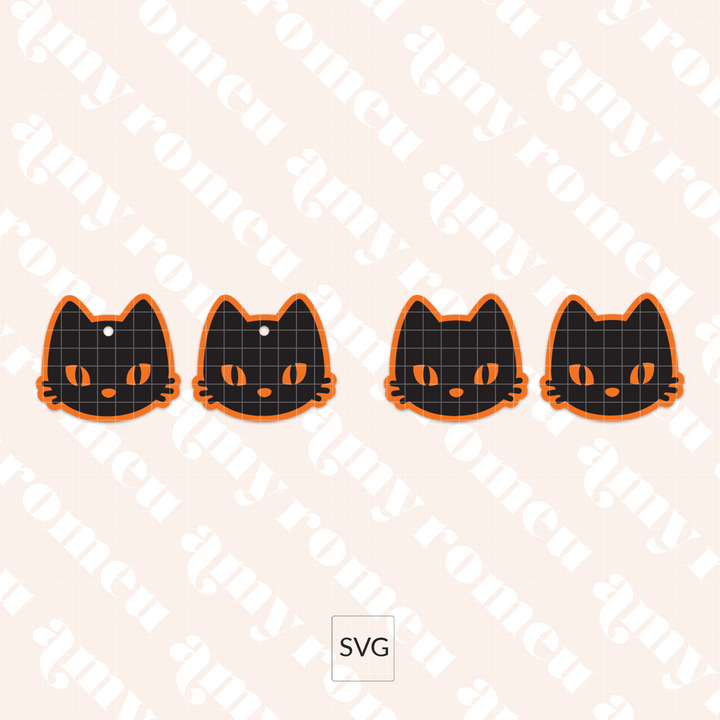 Black Cat Earrings SVG