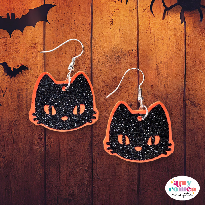 Black Cat Earrings SVG