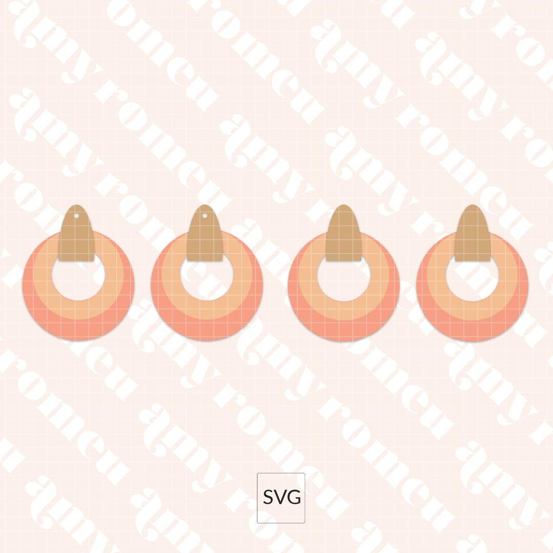 Double Circle and Tab Faux Leather Earrings SVG