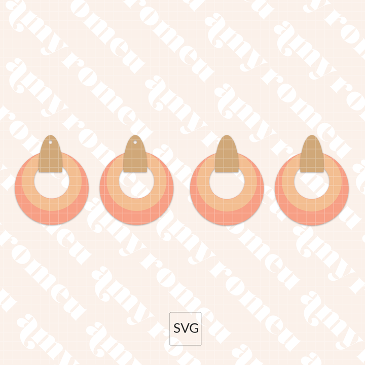 Double Circle and Tab Faux Leather Earrings SVG