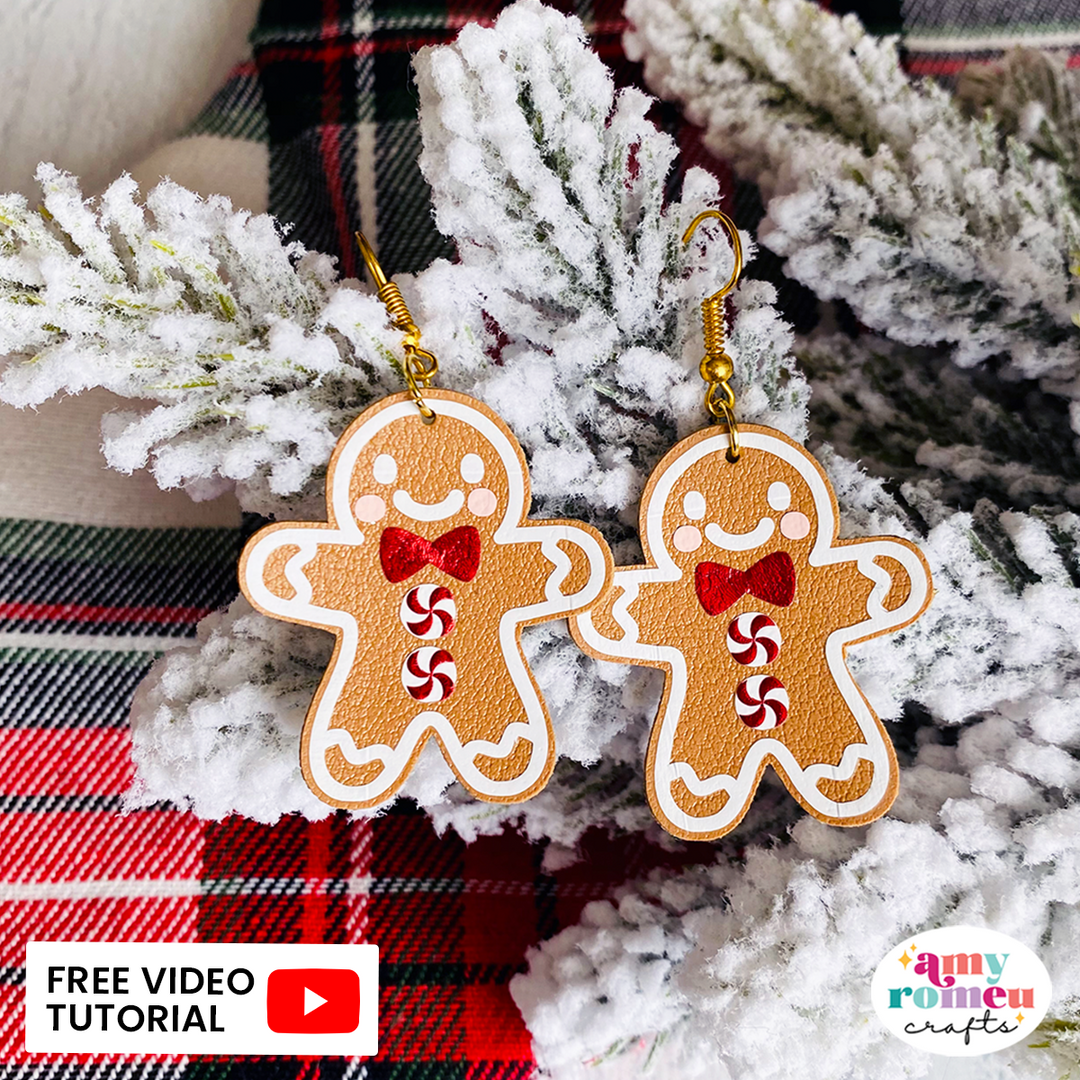 Gingerbread Man Faux Leather Earrings SVG