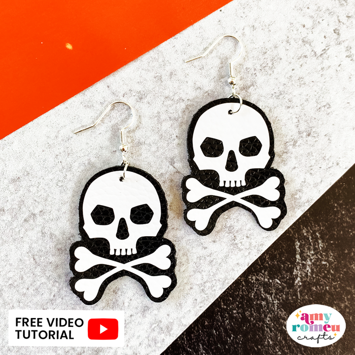 Skull Faux Leather Earrings SVG