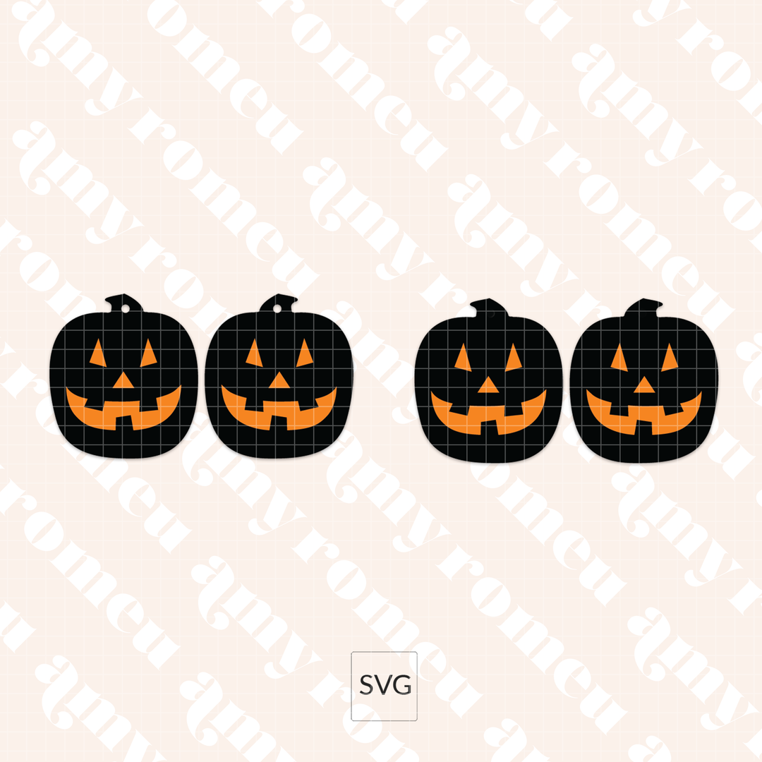 Jack O'Lantern Pumpkin Face Earrings SVG
