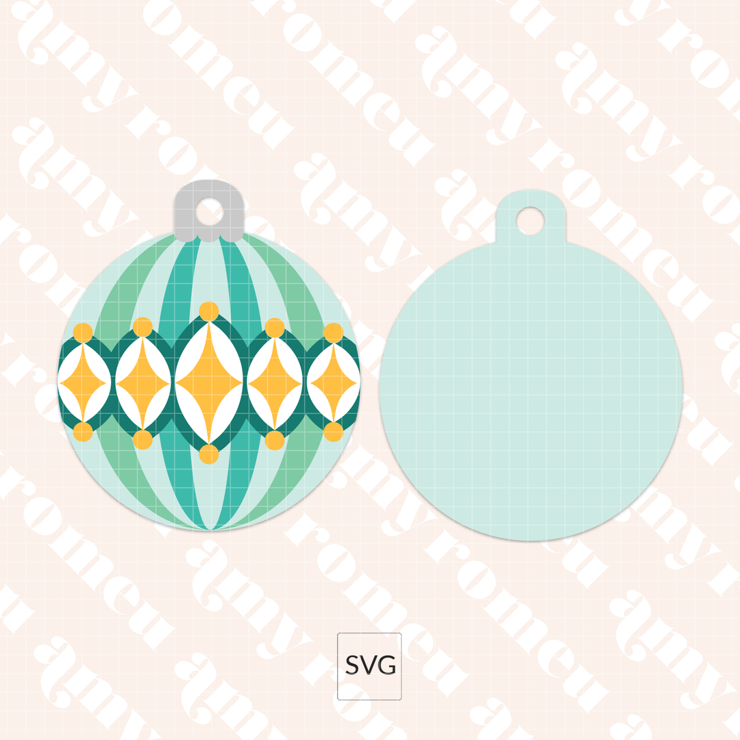 Set of 3 Faux Leather Vintage Style Ornaments SVGs