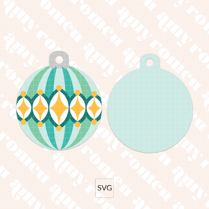Set of 3 Faux Leather Vintage Style Ornaments SVGs