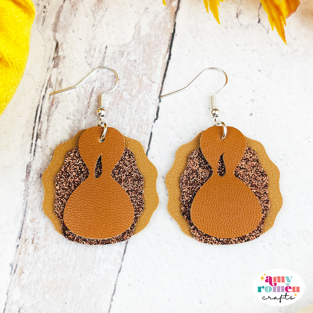 Layered Thanksgiving Turkey Faux Leather Earrings SVG