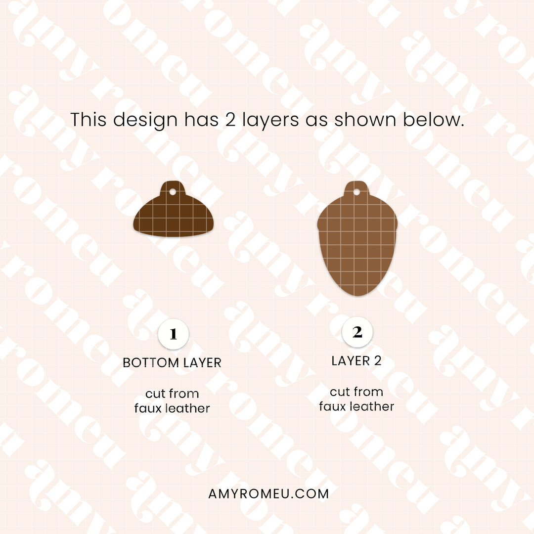 Acorn Faux Leather Earrings SVG