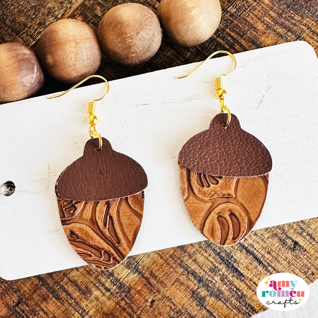 Acorn Faux Leather Earrings SVG