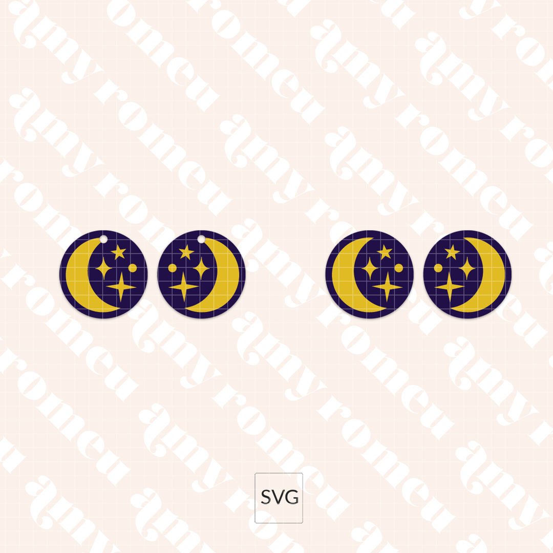 Moon and Stars Earring SVG