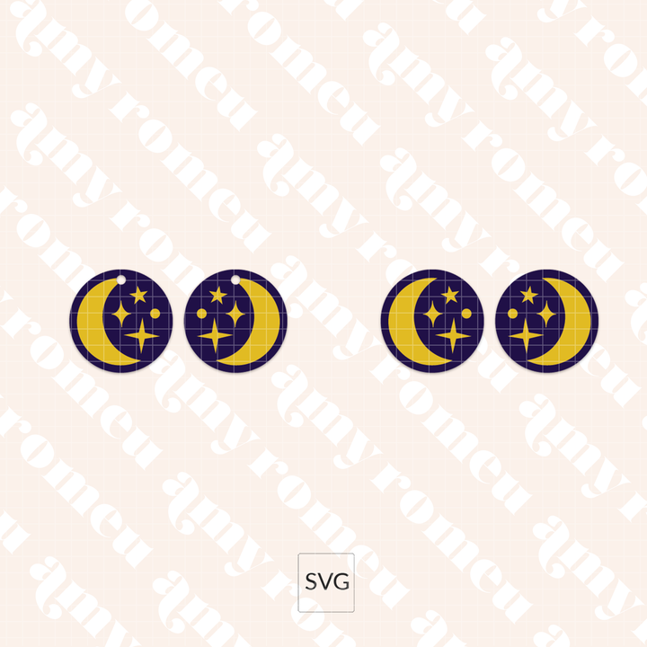 Moon and Stars Earring SVG