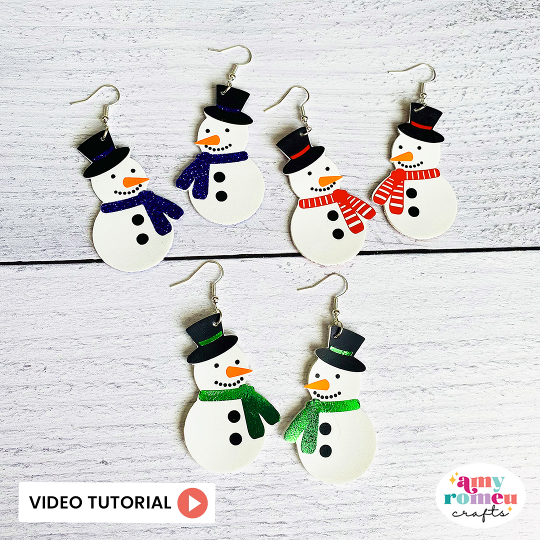 Snowman Faux Leather Earrings SVG