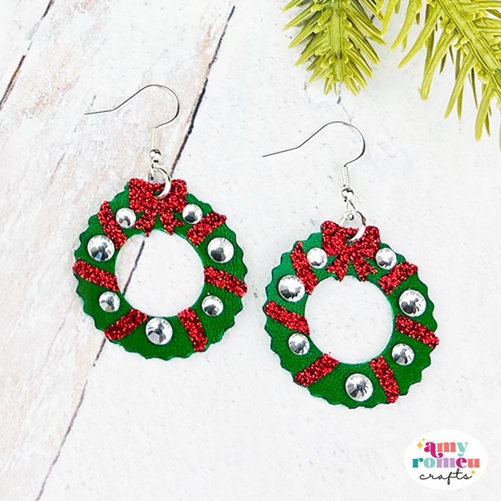 Christmas Wreath Earrings SVG