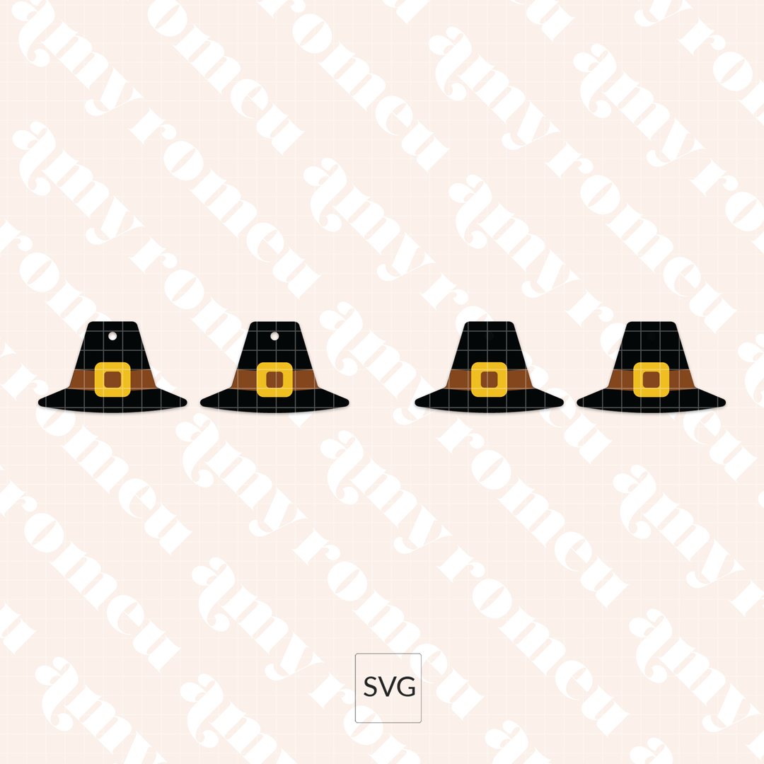 Pilgrim Hat Faux Leather Earrings SVG